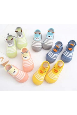 Uıowoo Bebek Yürüyüş Ayakkabısı - Çocuk İçmekan Zemin Çorabı Ayakkabı Yumuşak Tabanlı Antipatina Nemlendirici Çizgili Mavi