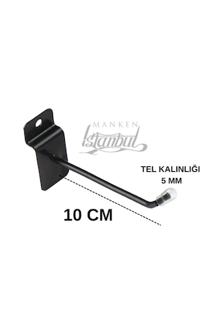 Pano Kancası Koruma Siyah Kauçuklu Kanallı 10 Cm Deluxe - Ekstra Güçlü - Raf Askısı 85 Adet Siyah