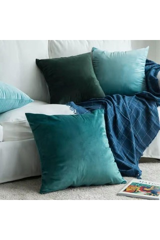 Kare Dekoratif Yastık Kılıfı Kadife Atma Yastık Kılıfları Kanepe Yatak Odası Araba Oturma Odası İçin Mavi