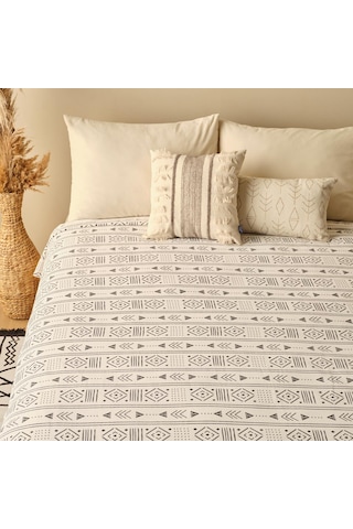 Bella Maison Anchal Pamuklu Çift Kişilik Baskılı Pike Antrasit 200 x 220 CM Antrasit
