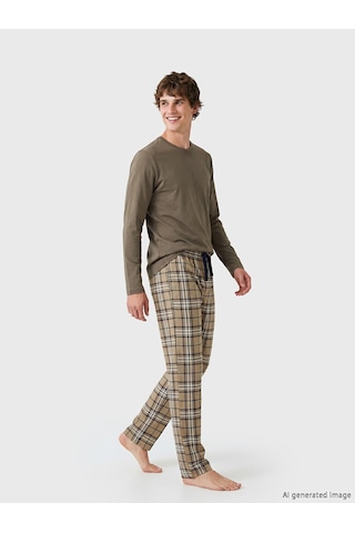 Lc Waikiki Lc Waıkıkı Bej Standart Kalıp Ekose Erkek Pijama Altı