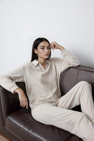 Defacto Pijama Takımı Regular Fit Uzun Kollu Velur Üst Uzun Alt-fall İn Love G1188ax25aubg588 Bej-bg588
