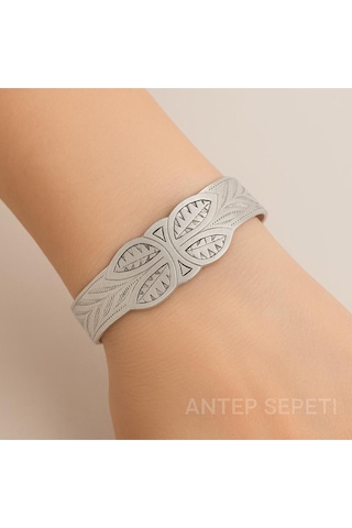 Bakır Gri Kelebek Motifli Bileklik Gri