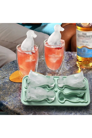 Hombey Mavi Silikon Buz Kalıbı - 4'lü 3d Labrador Şekli, Ev Kullanıma Uygun, Kolay Kullanım, Çeşitli İçecekler İçin Çok Renkli