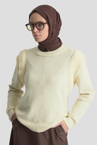 Armine Kolları Fırfırlı Kazak 25kd6012 Ekru Ekru