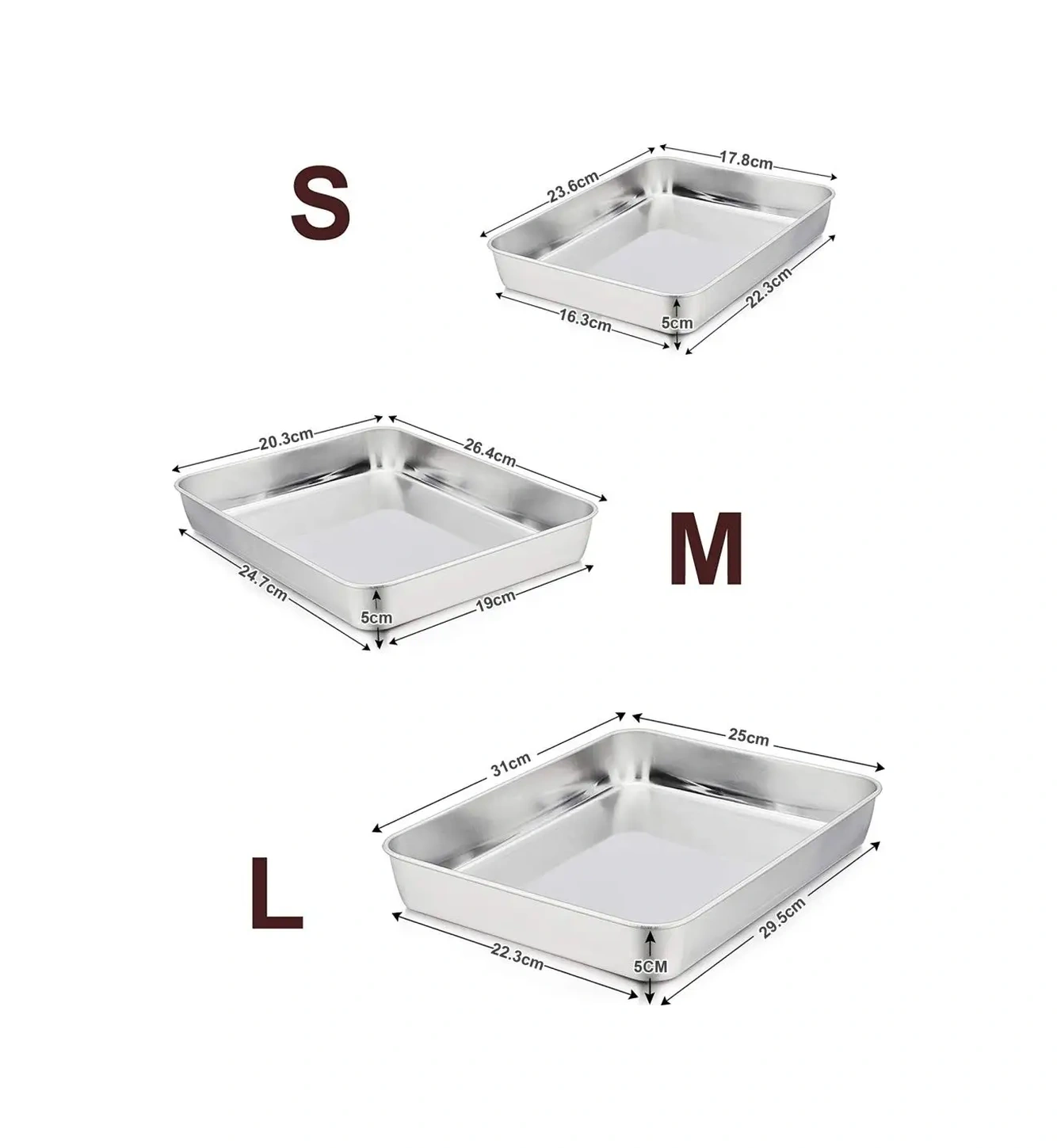 Haware 18-0 Paslanmaz Çelik Fırın Tepsisı 3'lü Paket 139329171 Gri