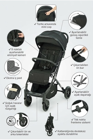 Yeni Model Kabin Boy Mini Bagaj Bebek Arabası