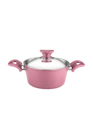 20 Cm Granit Derin Tencere Çelik Kapak - Mürdüm Mürdüm