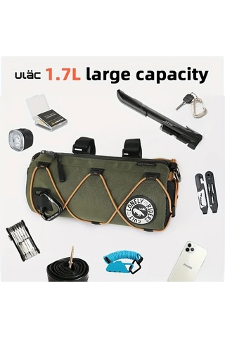 Willowhaven Pb10 Dark Green Ulac 1.7l Bisiklet Gidon Çantası - Ayarlanabilir Kayış Dayanıklı Mtb Yol Bisikleti Çantası Haki