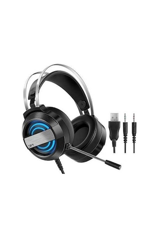 Fastbuy Siyah Mc Model Oyuncu Kulaklığı 50mm Hoparlörlü Çift Delikli Renkli Işık Mikrofonlu Bilgisayar Uyumlu