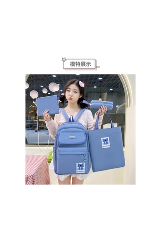 Yeni Kampüs Öğrenci Okul Çantası Büyük Kapasiteli Dört Parçalı Set-mavi