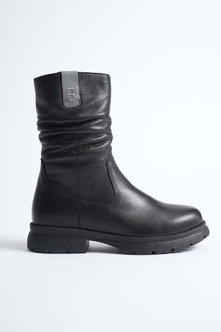 Analin Shoes Kadın Hakiki Deri İçi Kürklü Körüklü Bot Siyah