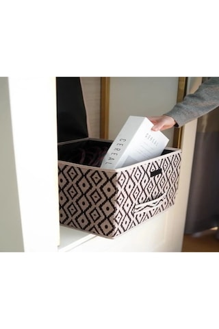 2 Adet Bohe Çok Amaçlı Kapaklı Kutu Mini Raf Düzenleyici 30x30x23