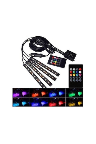 Oto Rgb İç Ambiyans Ledi Ayak Altı Led 12 Led Ayak Altı Aydınlatma Rgb
