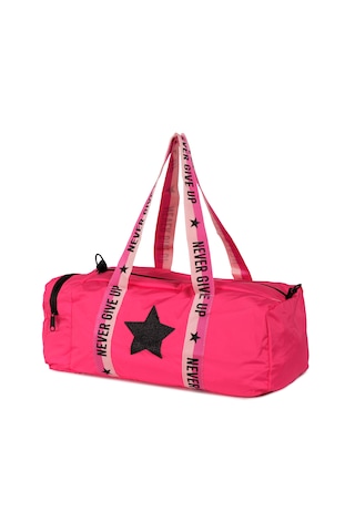 İcone Bag Çocuk Yıldız Logolu Spor Çanta, Çocuk Spor Çanta, Fermuarlı Detaylı Çocuk Spor Çanta Fuşya
