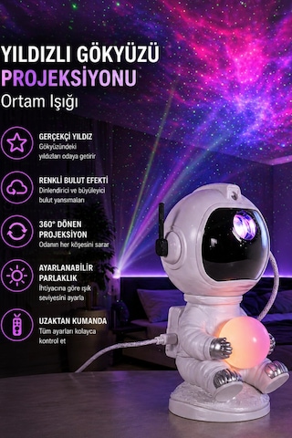 Glr Mxs-005 Astronot Galaksi Projektörü - Uzaktan Kumandalı & Bluetooth Müzik Çalarlı