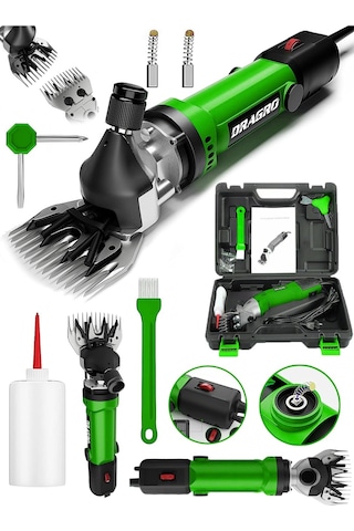 Dragro Alman Drg-4200w Devir Ayarli Bakir Sargili Çelik Şanzuman Koyun Keçi Kirkma Makinesi -yeşil