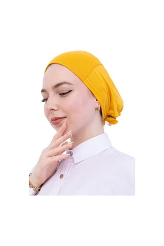 Modish Group Pratik Bone Pamuklu Tesettür İç Bone, Başörtüsü İçin Hazır Viskon Şapka, Namaz Günlük Kullanım İçin Sarı