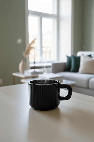 El Yapımı 260 Ml Siyah Parlak Seramik Mug Çay Kahve Kupası Mıt1301 siyah