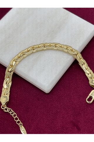14 K Renginde Kalın Örgü Model Gold Bileklik Gold