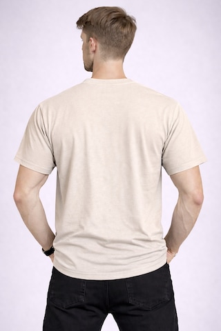 Herkesemoda The Now Baskı Detaylı Basic T-shırt Bej
