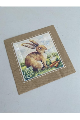 Herlitz Decor Tavşan Desenli Kağıt Peçete 20li 33x33cm Kahverengi