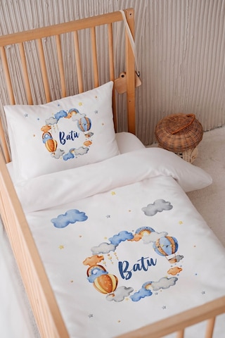 %100 Pamuk Saten Isme Özel Isimli 100x150 Bebek Yatak Nevresim Seti Balon