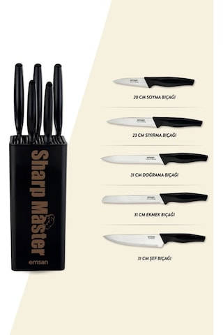Emsan Sharp Master 6 Parça Bıçak Seti Siyah