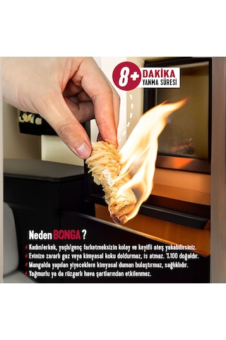 Bonga Mangal Ve Ateş Tutuşturucu 50 Adet 700 GR - Jel Ve Çıra Alternatifi Doğal Odun Yünü
