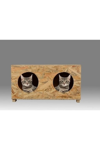 Doğal Kedi Kumu + Sudan Etkilenmez Dış Mekan Barınak Kedi Evi 60 x 39 x 32 CM