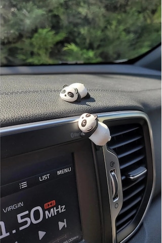 2 Adet Dekoratif Mini Panda Figürü - Araç İçi Klima Aksesuarı & Masa Üstü Obje - 3d Baskı  1 Adet
