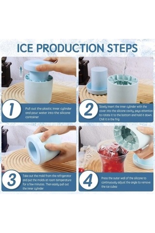 Didadodo Yuvarlak Silikon Kalıp Sarı Mavi Küp Buz Kovası Ev Buzdolabı + Qr Mavi - Sarı, Beyaz Renk Seçenek Mavi - Sarı