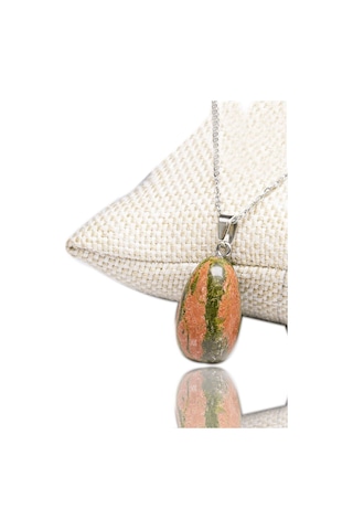 Sertifikalı Tımbıl Model Unakit Taşı Kolye Gümüş Aparatlı Çok Renkli