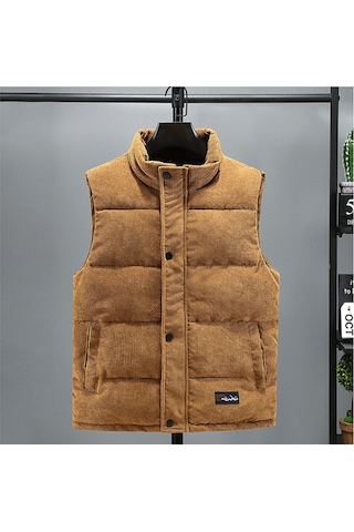 Sonbahar Ve Kış Modası Kalın Kadife Erkek Pamuklu Yelek Beyaz