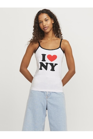 Kadin Gögüs Baskili U Yaka Askili Bluz - Gigi - 12281214 Bright White