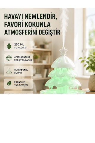 250 Ml Şans Ağacı Hava Nemlendirici Çok Renkli Işıklı Aroma Cihazı
