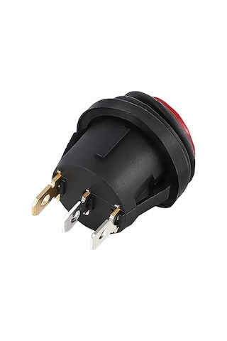 Ayt Ic-131w Yuvarlak 220 Volt Işıklı Su Geçirmez On Off Anahtar 3 Pin Aç Kapa Düğme Buton 24.7x35.7 Mm