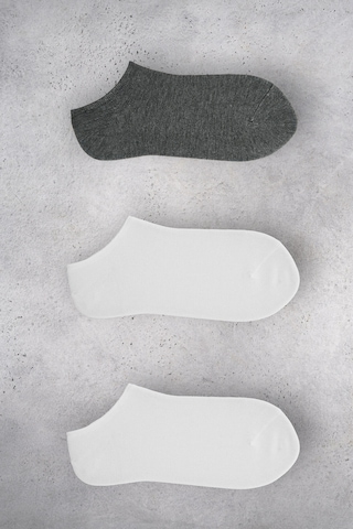 Nıklaus Bamboo Erkek Patik 3'lü Paket Antrasit/beyaz/beyaz Çorap