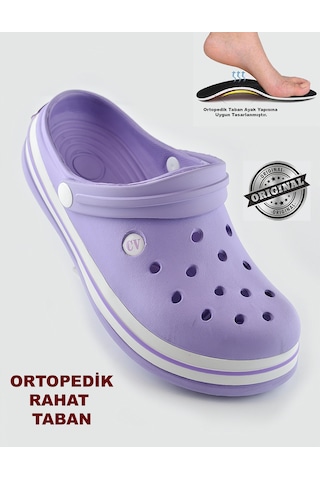 15090 Cv Crosss Tarzı Unisex Terlik Hemşire Doktor Terliği Mor