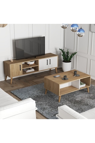Set 1584-2074 Exxen Tv Ünitesi + Exxen Orta Sehpa - Sepet-beyaz Rengi