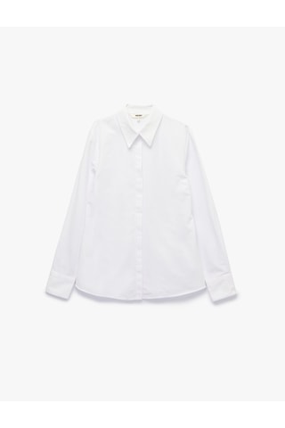 Koton Regular Fit Klasik Yaka Düğmeli Uzun Kollu Poplin Gömlek Kırık Beyaz 7wak60181uw Ekru