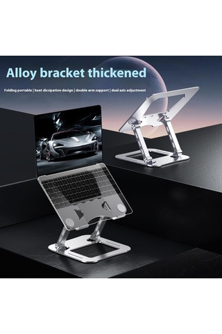T64 Ayarlanabilir Dizüstü Bilgisayar Isı Dağıtımı Standı Metal Masaüstü Katlanabilir Dizüstü Bilgisayar Braketi - Gri
