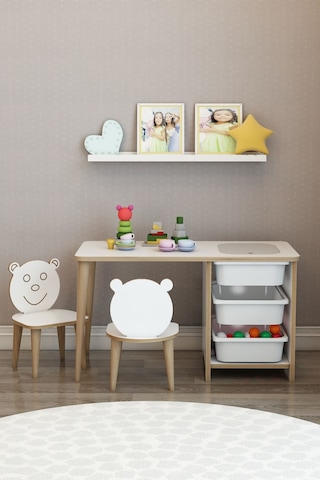 Moniev Çocuk Çalışma Masası Oyun Ve Etkinlik Masası Yaz Sil Masa Beyaz Beyaz