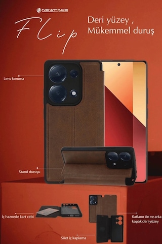Cosmotex Newface Samsung Galaxy Uyumlu A35 5g Kılıf Flip Cover - Kırmızı