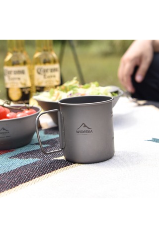 Wıdesea Wstt-375Ml Ultralight Titanyum Alaşımlı Bardak 375 Ml Katlanabilir Saplı Fda Sertifikası Yok Bpa Içermez