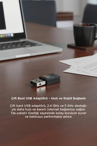 Bağlantı Parçası Elektronik Ürün Ağ Adaptörü Mini Wifi Adaptör Usb 2.0 600 Mbps Yd48 Siyah