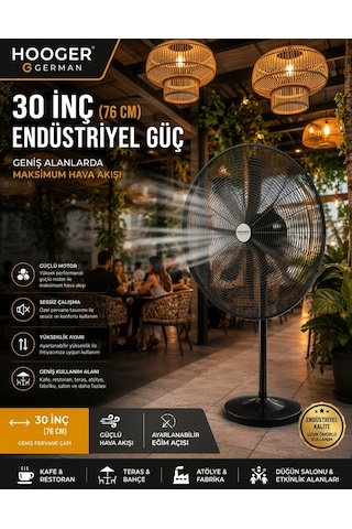 Hooger 30 Inç 76 Cm Endüstriyel Güç Bakır Sargı Professıonel Vantilatör 2 In 1 Ayaklı + Duvar Kullanımı Uzaktan Kumandalı 220 V Çıkış