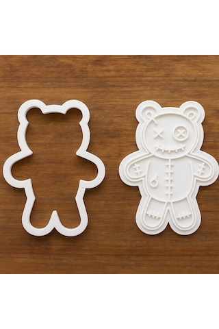 Halloween Voodoo Teddy Bear Kurabiye Kalıbı Cadılar Bayramı Şeker Hamuru Ve Oyun Hamuru Kalıbı Beyaz