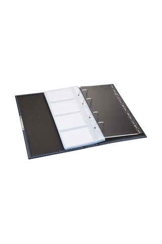 Suni Deri Mekanizmalı 4 Sıralı 192 Kart Kapasiteli İndeksli Kartv Siyah