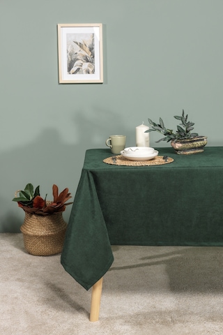 Elart Soft Kadife Masa Örtüsü Dikdörtgen 150x220 Cm Yeşil Yeşil